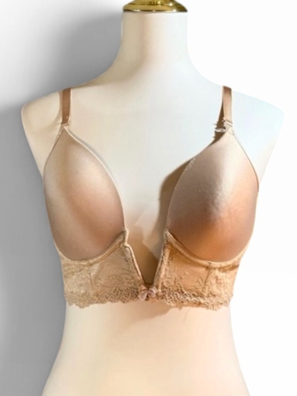Va Bien Convertible Plunge Bra 36C Longline Lace Trimmed Bridal NWOT Unworn